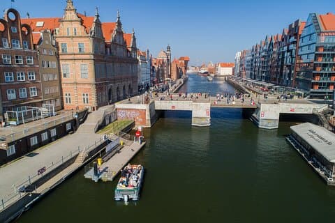Cruises on the Motlawa River by a luxury catamaran - Gdańsk from the water side