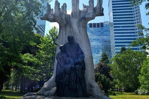 Monument of Korczak. Once there was the orphanage