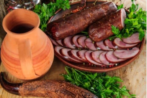 Plate with Polish sausages