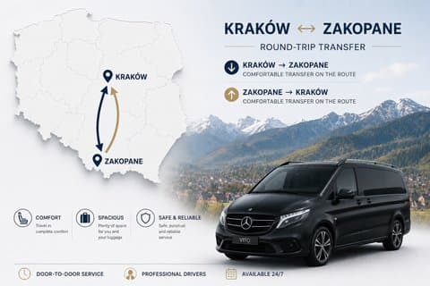 Transfer to Zakopane from Kraków City or Balice airport
