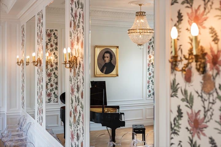 Crystal mirrors and chandeliers with Swarovski crystals.