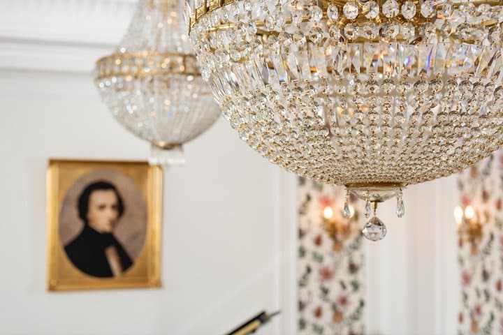 Chandeliers with Swarovski crystals.