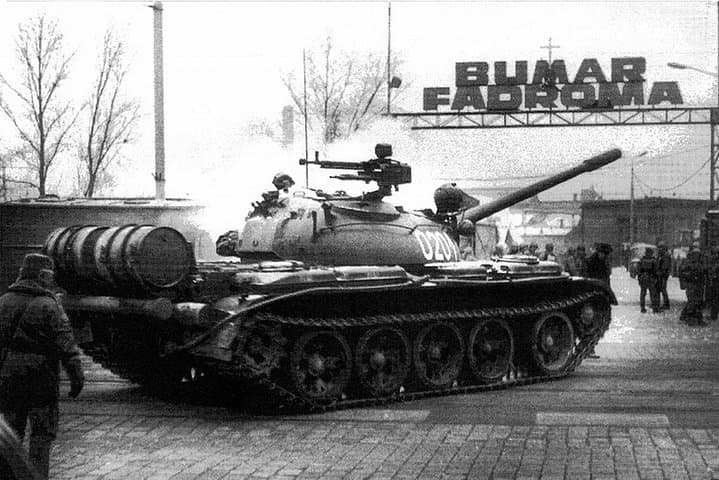 Tank in front of Fadroma Factory