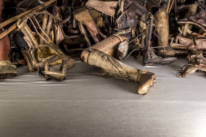 Dentures, crutches of victims - Auschwitz Museum