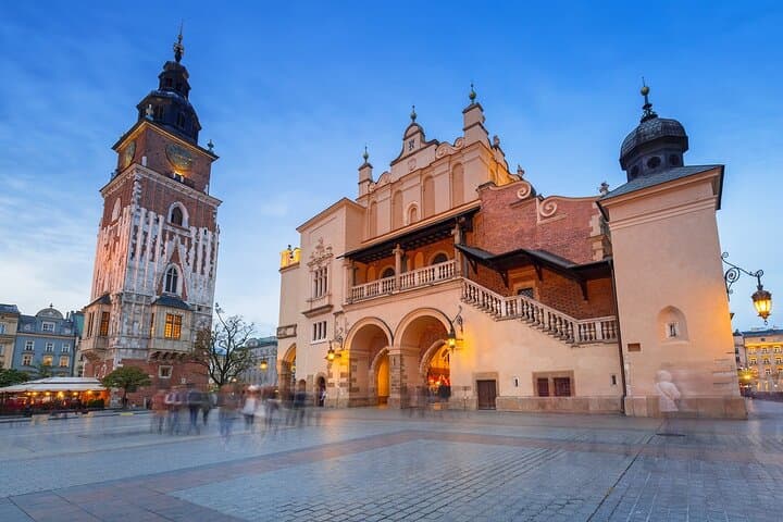 A glance at the Krakow Old Town from the deck of a electric golf cart