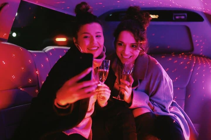Friends in the limousine