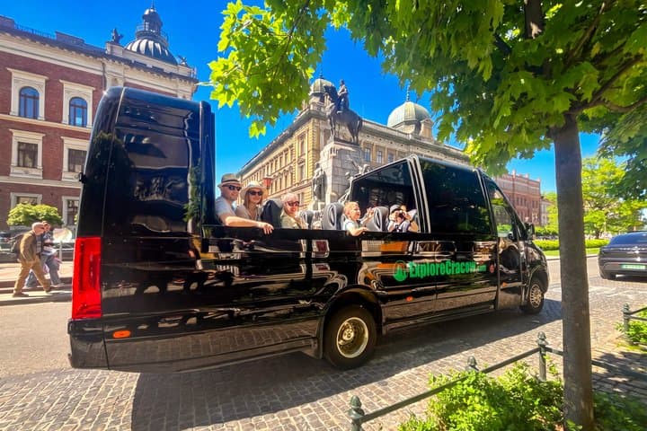 Krakow Cabrio Bus City Tour with Live Guide, Vodka & Pierogi