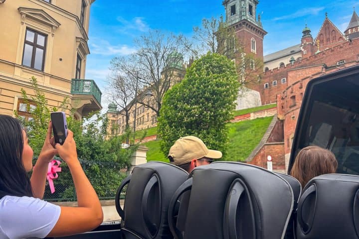 Krakow Cabrio Bus City Tour with Live Guide, Vodka & Pierogi
